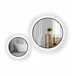 Sada dvoch okrúhlych zrkadiel OTYLIA LED v ráme MDF SLIM Fi 50+ Fi 70cm